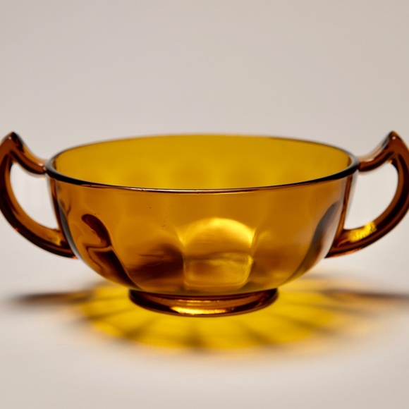 Vintage Oversized Amber Glass Double Handle Bowl/Cup - Picture 3 of 8